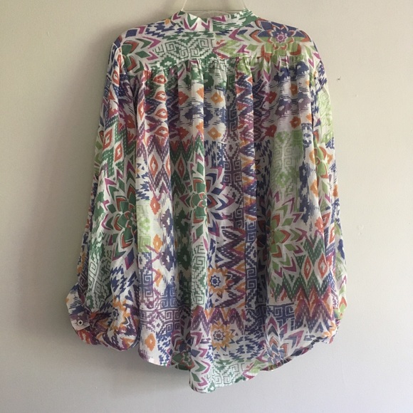 Mauve Brynna Dolman sleeve colorful light top - Picture 7 of 7